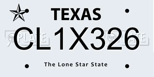 CL1X326 Texas License Plate