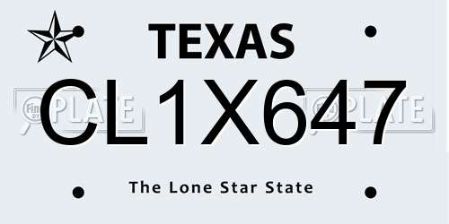 CL1X647 Texas License Plate
