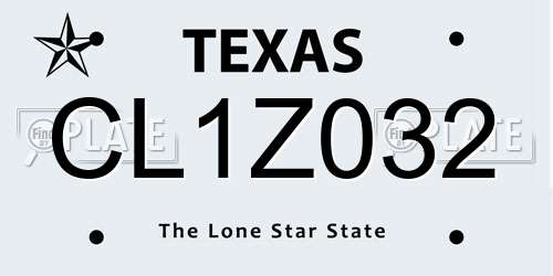 CL1Z032 Texas License Plate