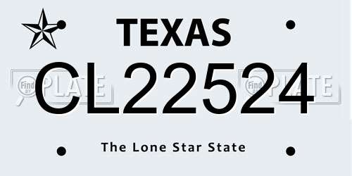 CL22524 Texas License Plate