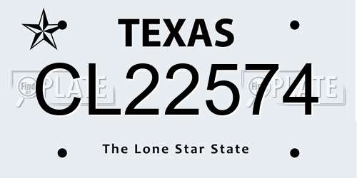 CL22574 Texas License Plate