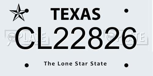 CL22826 Texas License Plate