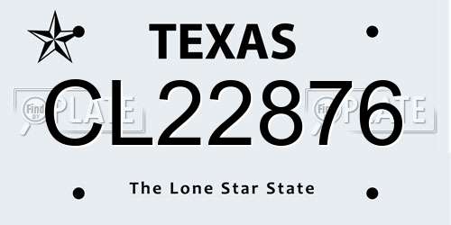 CL22876 Texas License Plate