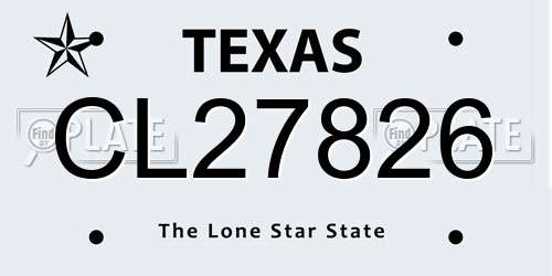 CL27826 Texas License Plate