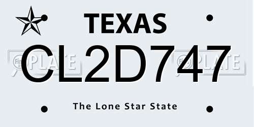 CL2D747 Texas License Plate