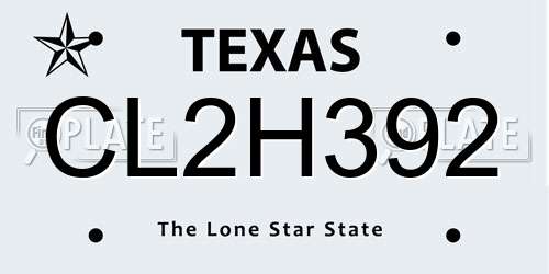 CL2H392 Texas License Plate