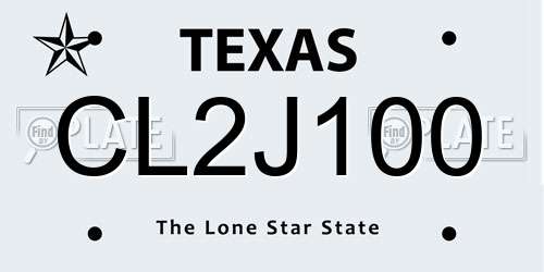 CL2J100 Texas License Plate