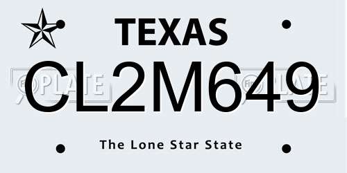 CL2M649 Texas License Plate