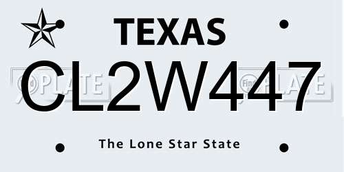 CL2W447 Texas License Plate