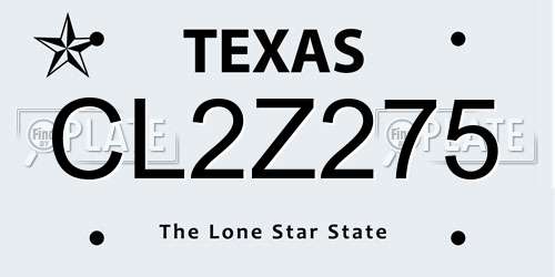 CL2Z275 Texas License Plate