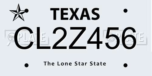 CL2Z456 Texas License Plate