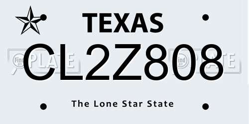 CL2Z808 Texas License Plate