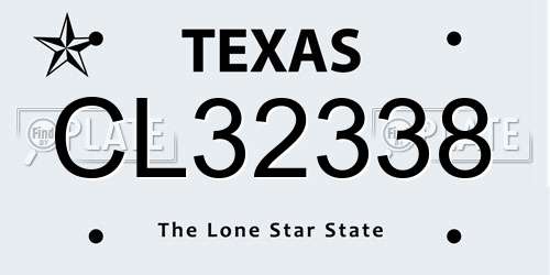 CL32338 Texas License Plate
