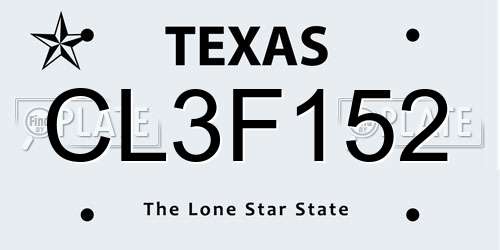 CL3F152 Texas License Plate