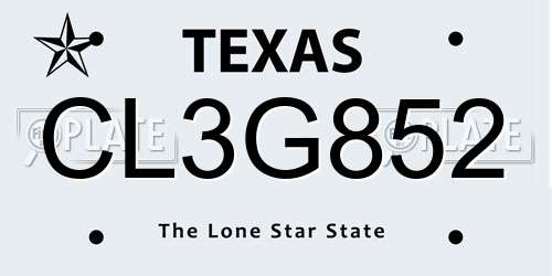 CL3G852 Texas License Plate