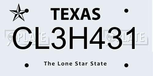 CL3H431 Texas License Plate