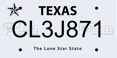 CL3J871 Texas License Plate