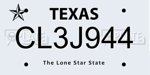 CL3J944 Texas License Plate