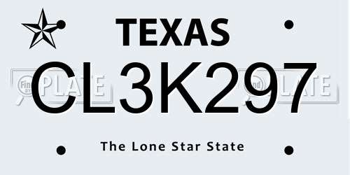 CL3K297 Texas License Plate