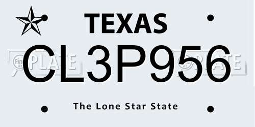 CL3P956 Texas License Plate