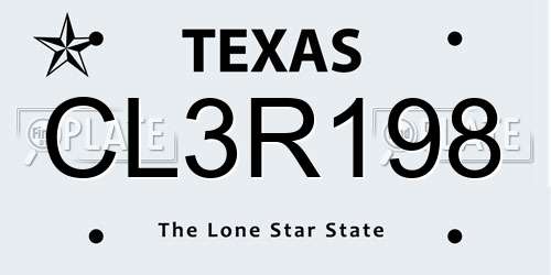 CL3R198 Texas License Plate