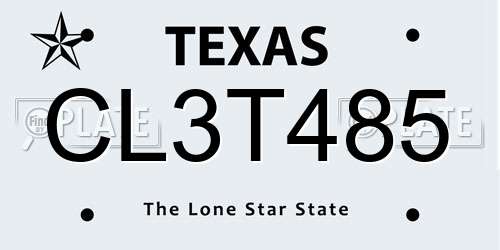 CL3T485 Texas License Plate