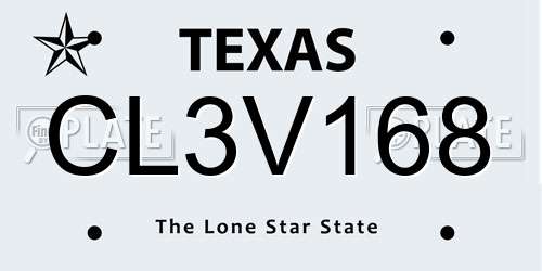 CL3V168 Texas License Plate