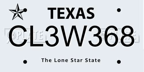 CL3W368 Texas License Plate