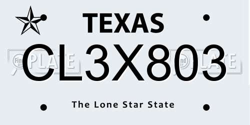 CL3X803 Texas License Plate