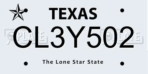 CL3Y502 Texas License Plate