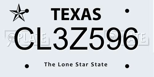 CL3Z596 Texas License Plate