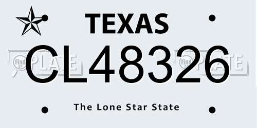 CL48326 Texas License Plate