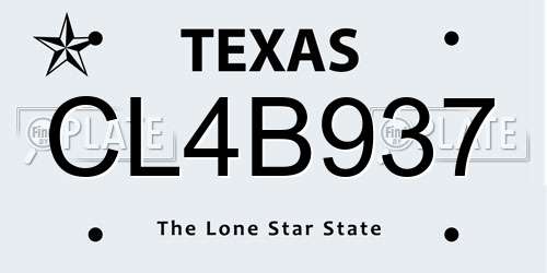 CL4B937 Texas License Plate