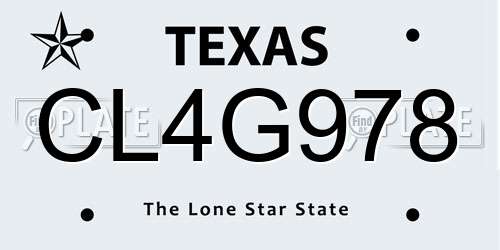CL4G978 Texas License Plate