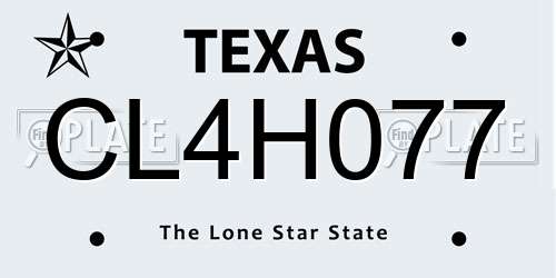 CL4H077 Texas License Plate