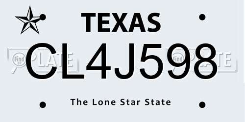 CL4J598 Texas License Plate