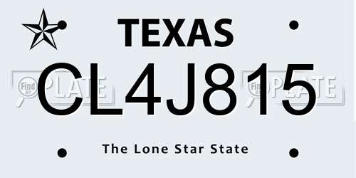 CL4J815 Texas License Plate