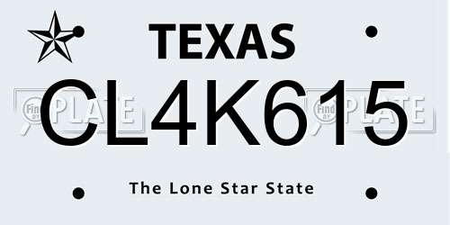 CL4K615 Texas License Plate
