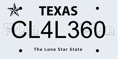 CL4L360 Texas License Plate