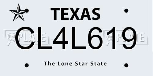 CL4L619 Texas License Plate