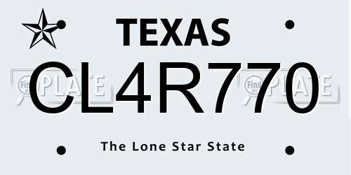 CL4R770 Texas License Plate