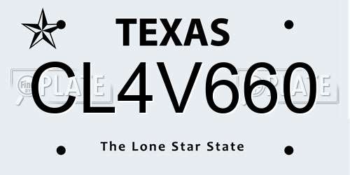 CL4V660 Texas License Plate