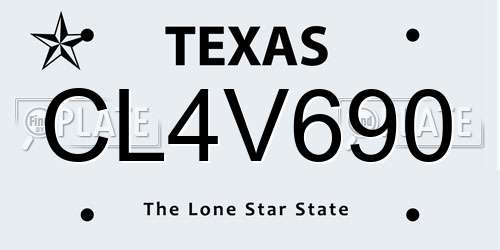 CL4V690 Texas License Plate