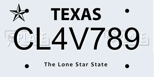 CL4V789 Texas License Plate