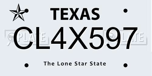 CL4X597 Texas License Plate