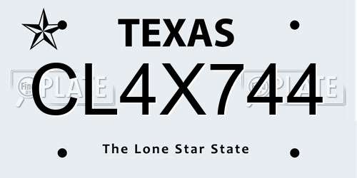 CL4X744 Texas License Plate