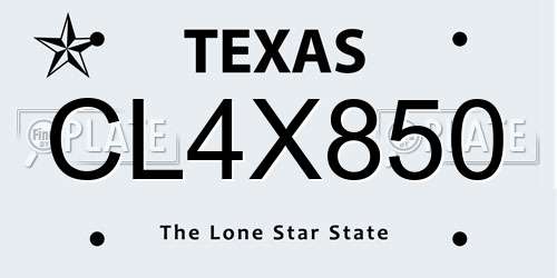 CL4X850 Texas License Plate
