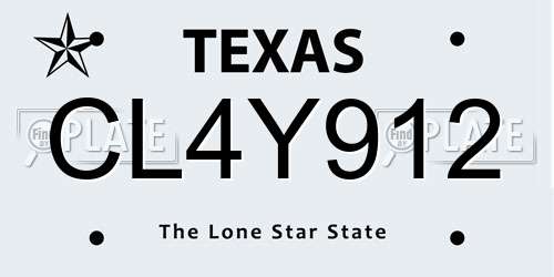 CL4Y912 Texas License Plate