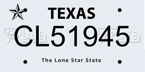 CL51945 Texas License Plate
