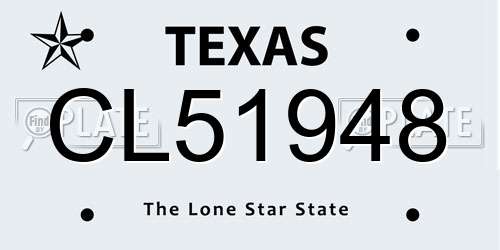 CL51948 Texas License Plate